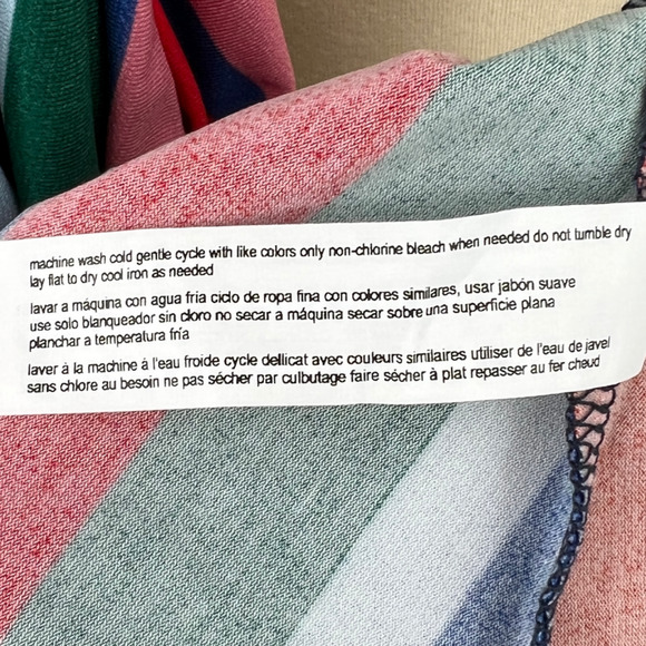 Elouqii Dress Womens 14 Multicolor Striped Keyhole Long Puff Sleeves A Line Midi - Picture 14 of 15